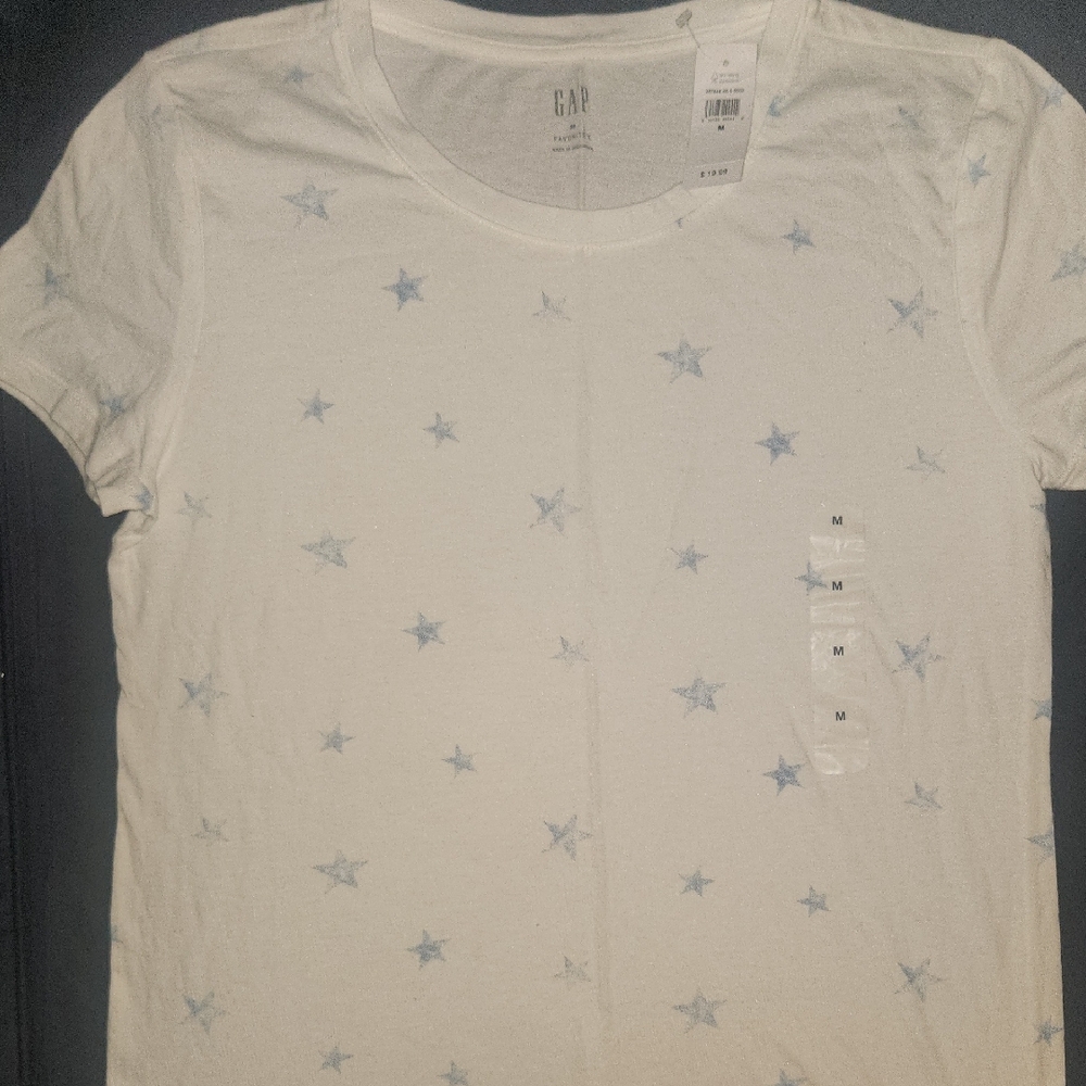 GAP White Tee with Light Blue Star Print
